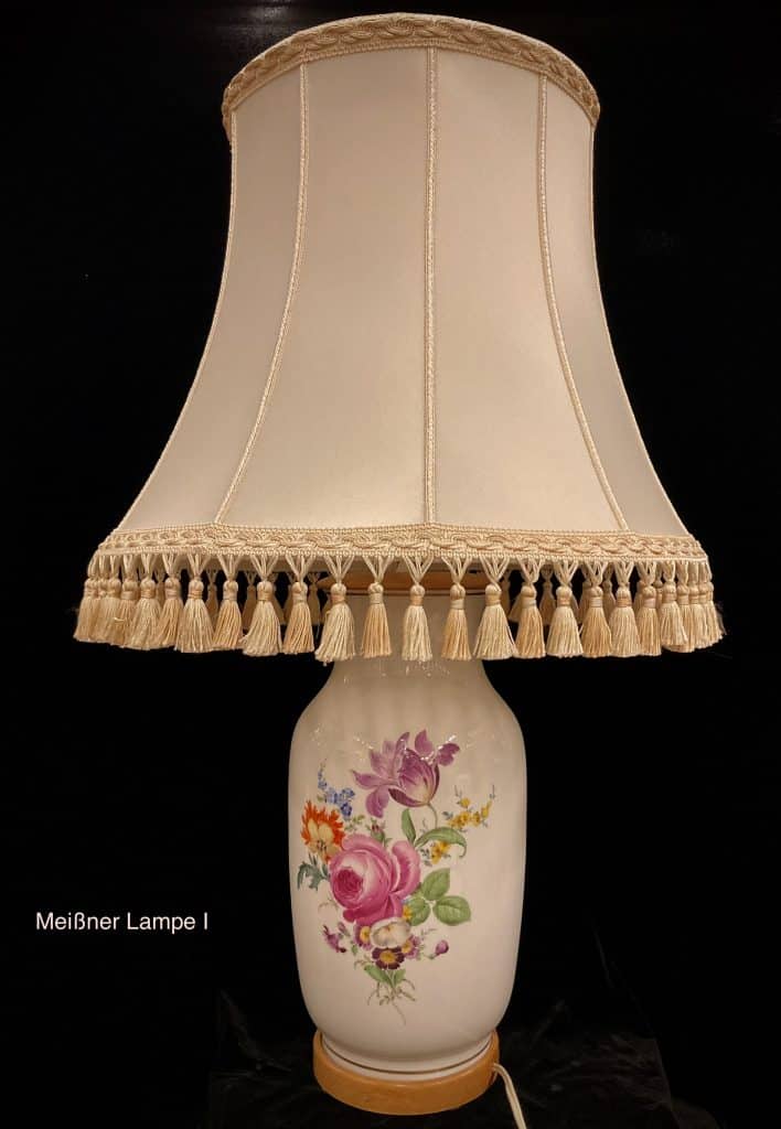 Lampe meissen handbemalt, manufakturzeichen i