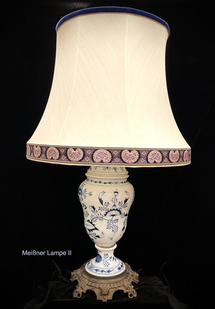 Lampe Meissen handbemalt, Manufakturzeichen i