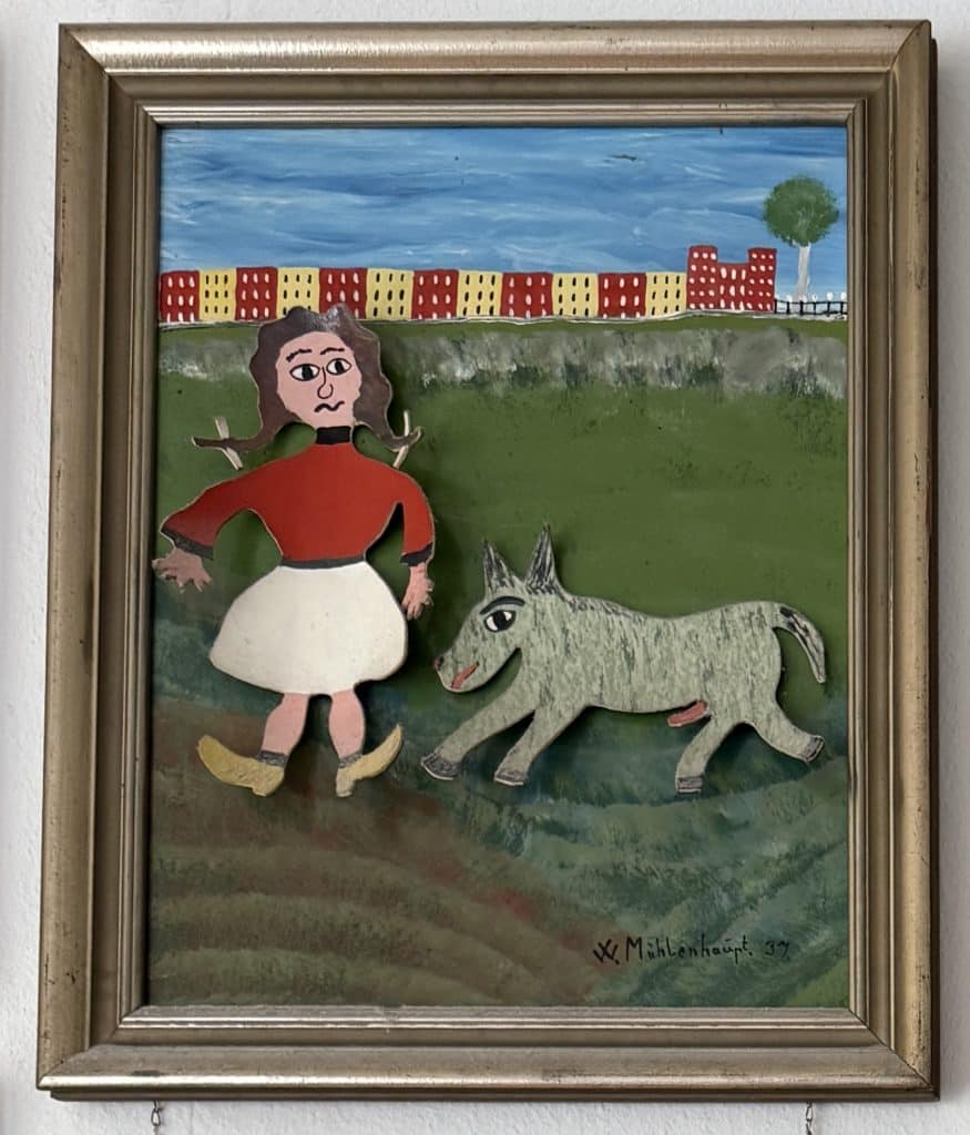 Mädchen mit hund vor wohnblock - willi mühlenhaupt • kunst & antiquitäten berlin