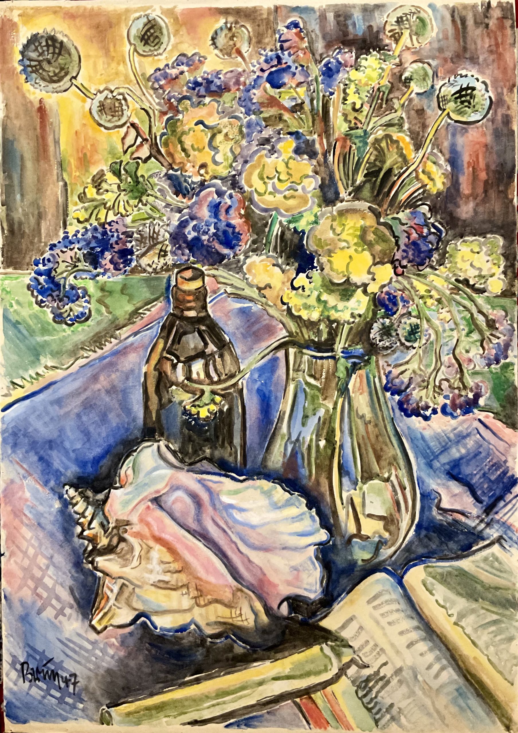 Blumenstillleben mit muschel – jetzt im kunsthandel berlin entdecken Blumenstillleben mit muschel • kunst & antiquitäten berlin