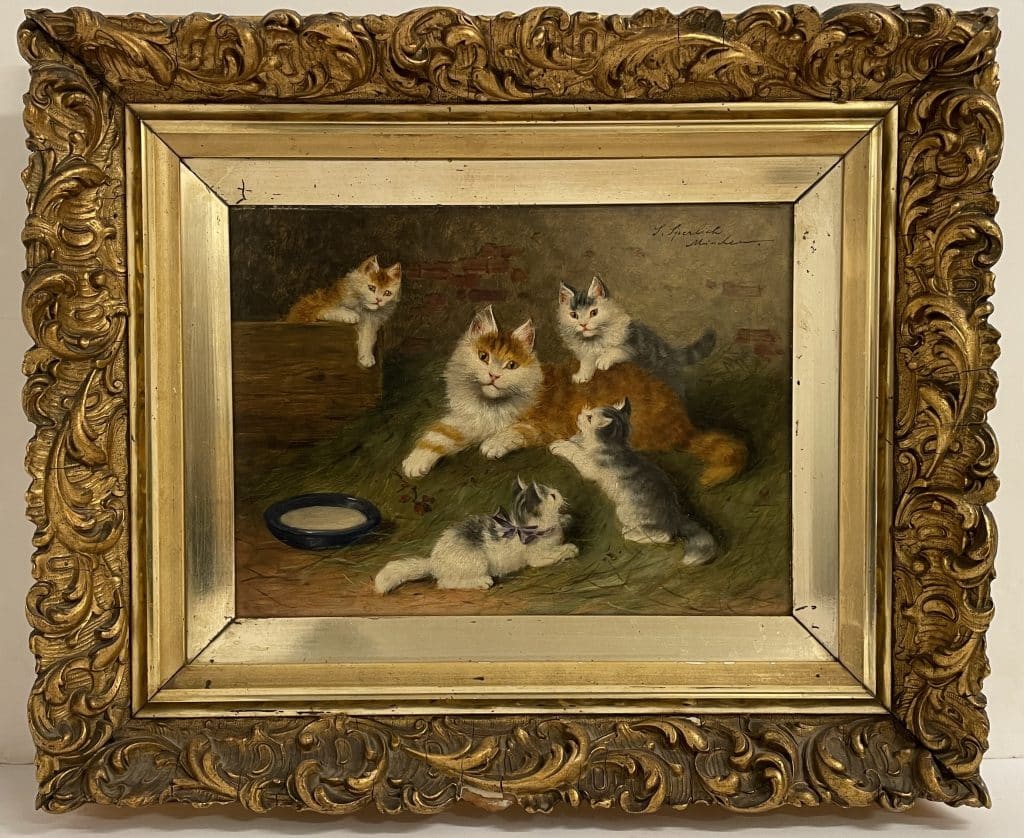 Sophie sperlich - katze mit vier kätzchen beim spiel • kunst & antiquitäten berlin
