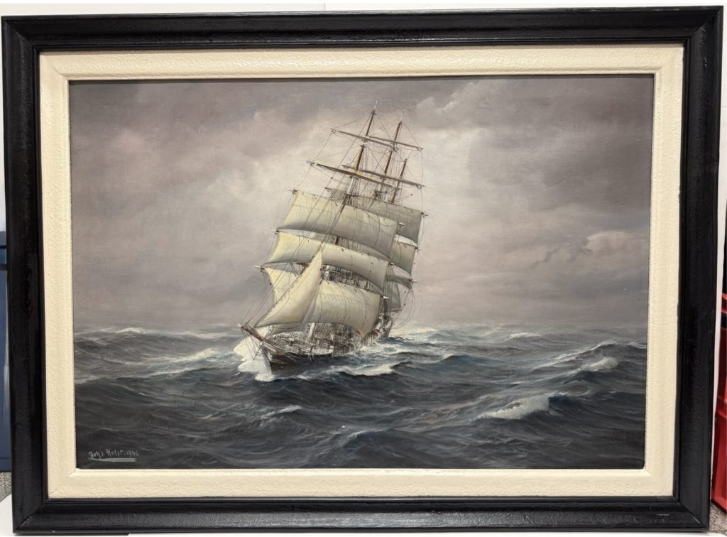 Johannes Holst - Segelschiff auf stürmischer See • Kunst & Antiquitäten Berlin