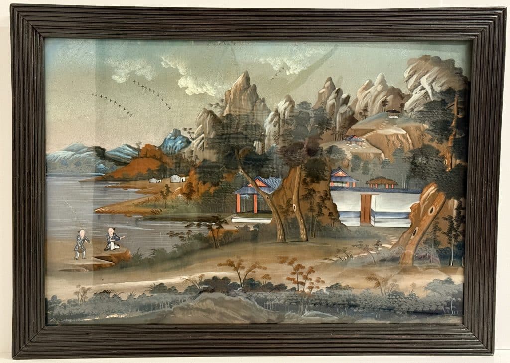 Chinesische hinterglasmalerei berglandschaft • kunst & antiquitäten berlin