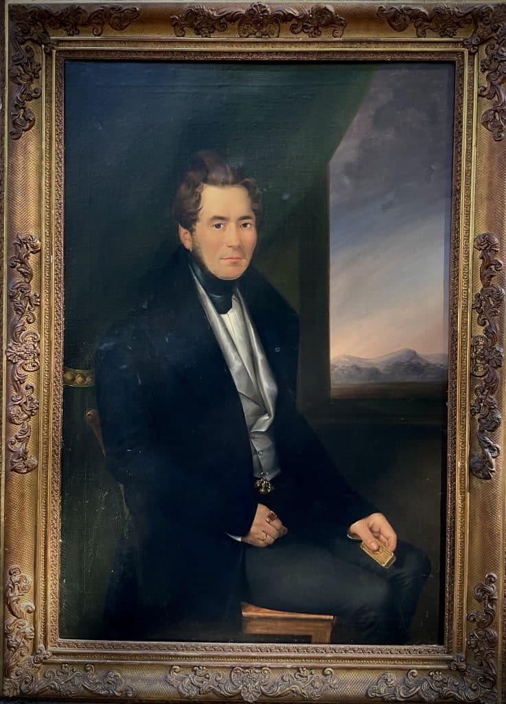 Klassizistisches ölgemälde, portrait eines tuchhändlers, maler unbekannt, vermutlich um 1790-1810 entstanden, nordwesteuropa