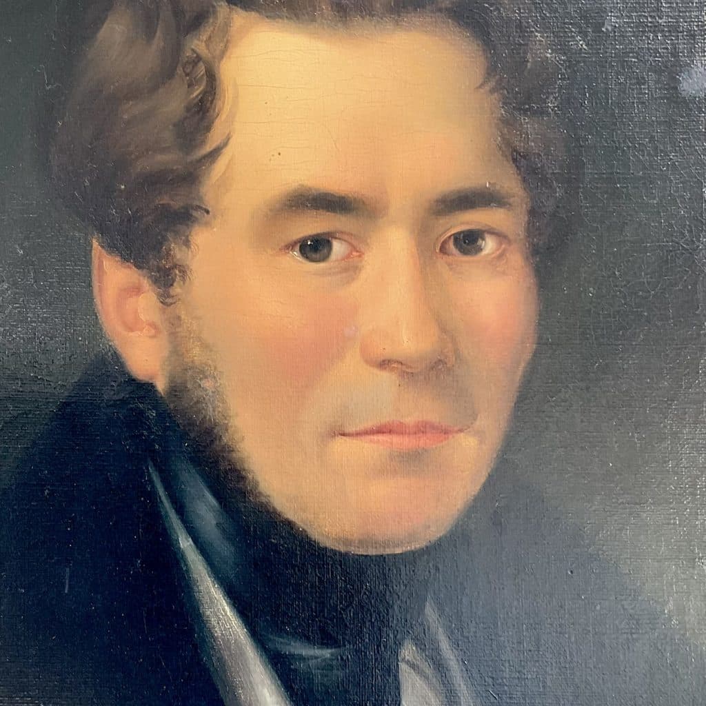 Klassizistisches ölgemälde, portrait eines tuchhändlers, maler unbekannt, vermutlich um 1790-1810 entstanden, nordwesteuropa